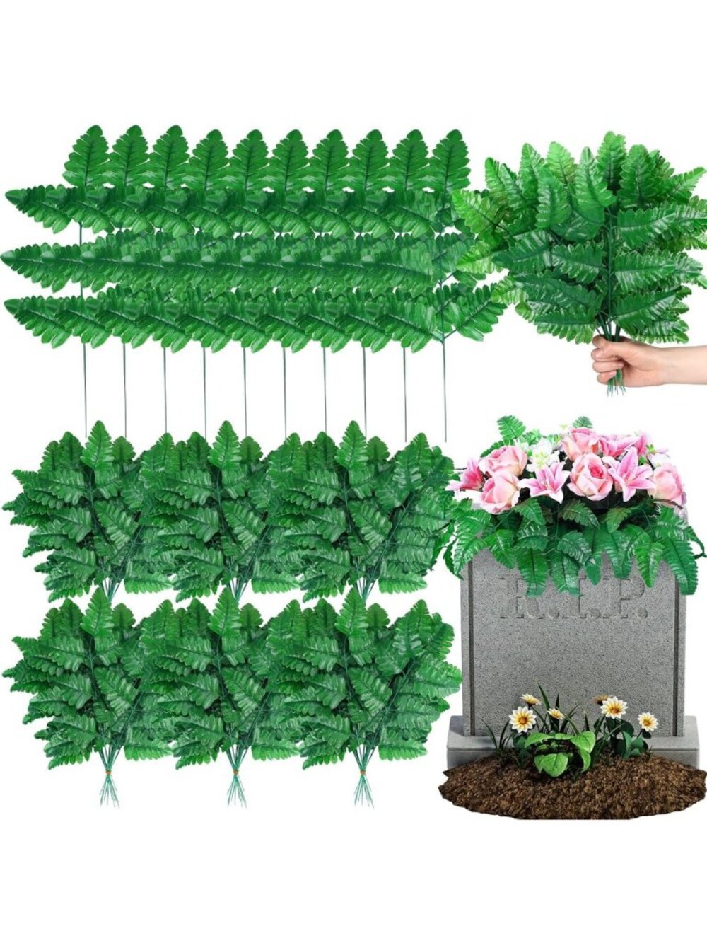 250 Pcs Artificial Silk Fern Leaves - Lush Greenery Picks for Floral Decor